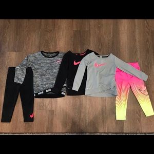 Bundle of girls 2T Nike tops and legging sets